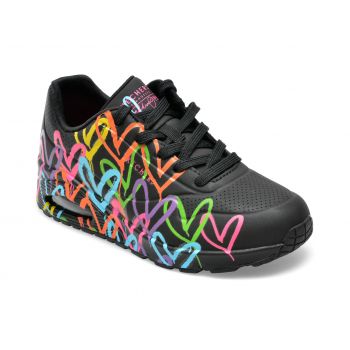 Pantofi sport SKECHERS negri, UNO, din piele ecologica