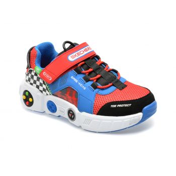 Pantofi sport SKECHERS rosii, GAMETRONIX, din material textil si piele ecologica