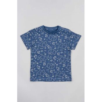 zippy tricou de bumbac pentru copii culoarea albastru marin, cu imprimeu