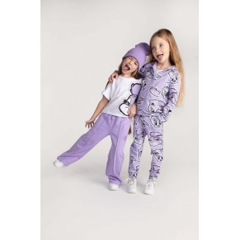 Coccodrillo pantaloni de trening din bumbac pentru copii x Looney Tunes culoarea violet, modelator