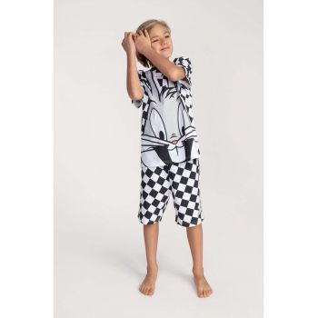 Coccodrillo pijamale de bumbac pentru copii X Looney Tunes culoarea negru, modelator