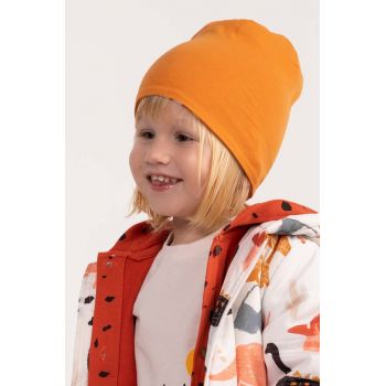 Coccodrillo sapca reversibila pentru copii culoarea portocaliu, din tesatura neteda