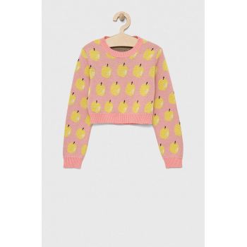 United Colors of Benetton pulover de bumbac pentru copii culoarea roz, light