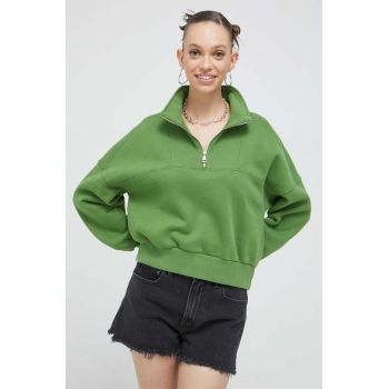 Abercrombie & Fitch bluza femei, culoarea verde, neted