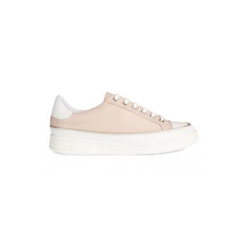 Pantofi sport flatform de piele cu garnituri de piele ecologca