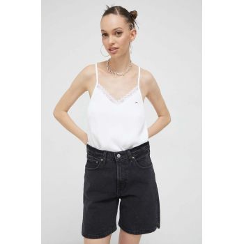 Tommy Jeans top femei, culoarea alb