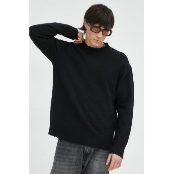 AllSaints pulover din amestec de lana barbati, culoarea negru, light de firma original