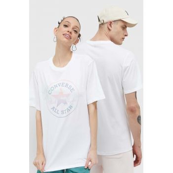 Converse tricou din bumbac culoarea alb, cu imprimeu