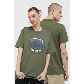 Converse tricou din bumbac culoarea verde, cu imprimeu