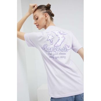 Converse tricou din bumbac culoarea violet