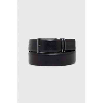 Emporio Armani curea de piele barbati, culoarea negru