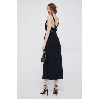 Emporio Armani rochie culoarea negru, midi, drept de firma originala