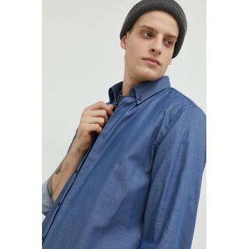 HUGO camasa barbati, culoarea albastru marin, cu guler button-down, slim de firma originala