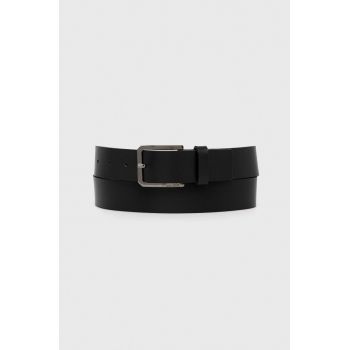 HUGO curea de piele barbati, culoarea negru