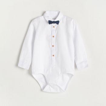 Reserved - Body elegant cu papion - Alb