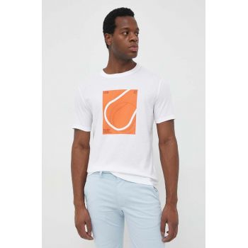 United Colors of Benetton tricou din bumbac culoarea alb, cu imprimeu