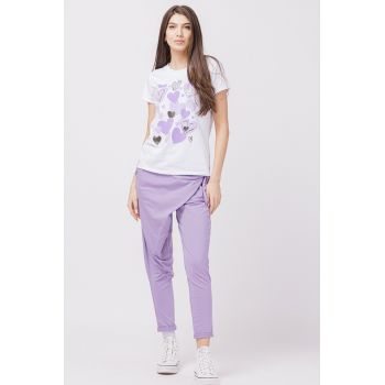 Pantaloni lila petrecuti, din bumbac