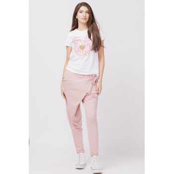 Pantaloni roz prafuit, petrecuti, din bumbac