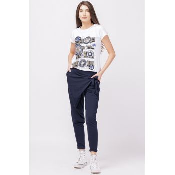 Pantaloni bleumarin petrecuti, din bumbac