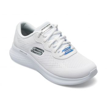 Pantofi sport SKECHERS albi, SKECH-LITE PRO, din material textil si piele ecologica