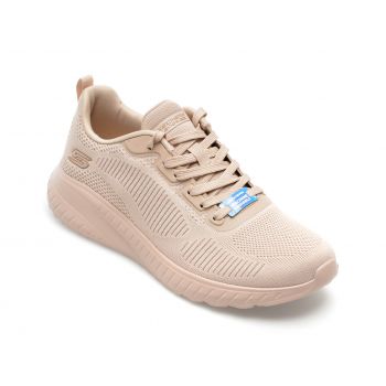 Pantofi sport SKECHERS nude, BOBS SQUAD CHAOS, din material textil