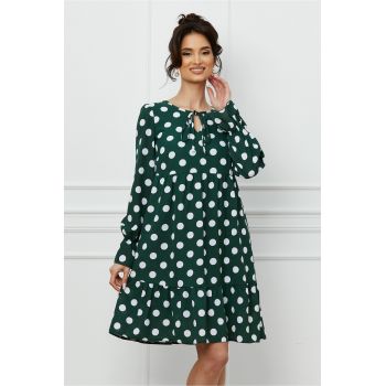 Rochie Moze verde cu buline mari albe