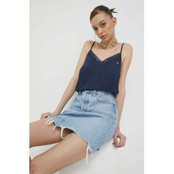 Tommy Jeans top femei, culoarea albastru marin ieftin