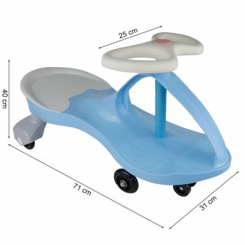 PlasmaCar pentru copii fara pedale Malplay Pink, cu volan rotativ 360 grade, roti luminoase din cauciuc, scaun ergonomic, suport pentru picioare aderent, recomandat copiilor de la 2 ani