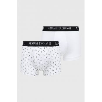 Armani Exchange boxeri 2-pack barbati, culoarea alb