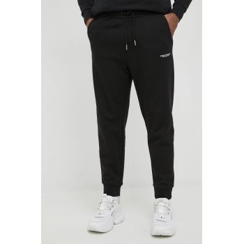 Armani Exchange pantaloni de trening din bumbac culoarea negru, neted