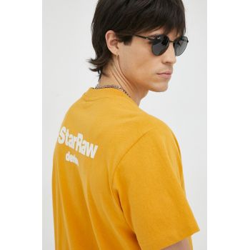 G-Star Raw tricou din bumbac culoarea portocaliu, cu imprimeu ieftin