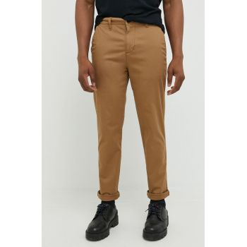 Hollister Co. pantaloni barbati, culoarea maro, cu fason chinos de firma originali