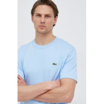 Lacoste tricou din bumbac culoarea albastru marin, neted TH1708-HDE