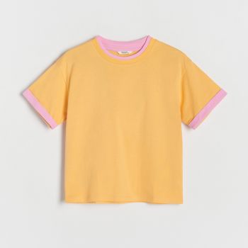 Reserved - Tricou cu margine contrast - Oranj