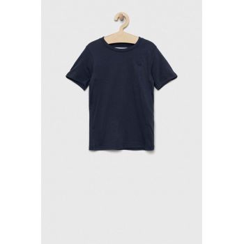 Abercrombie & Fitch tricou copii culoarea albastru marin, neted