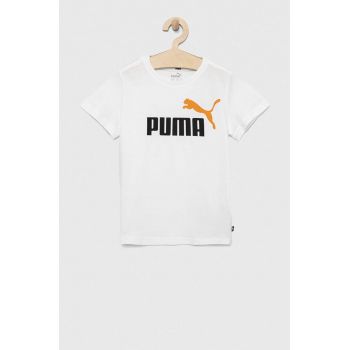 Puma tricou de bumbac pentru copii ESS+ 2 Col Logo Tee B culoarea alb, cu imprimeu