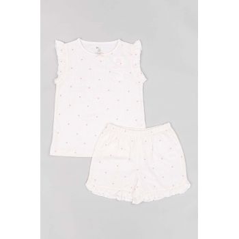 zippy pijamale de bumbac pentru copii culoarea roz, neted