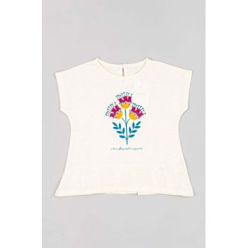 zippy tricou de bumbac pentru copii culoarea bej