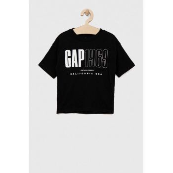 GAP tricou de bumbac pentru copii culoarea negru, cu imprimeu