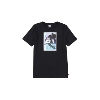 Levi's tricou de bumbac pentru copii culoarea negru, cu imprimeu de firma original