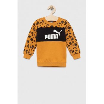 Puma bluza copii ESS+ MATES Crew culoarea galben, modelator