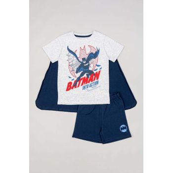zippy pijamale de bumbac pentru copii x Batman culoarea albastru marin, cu imprimeu