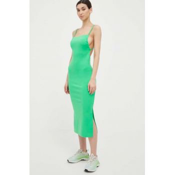 4F rochie culoarea verde, maxi, mulata