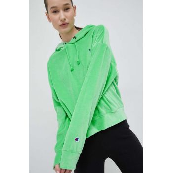 Champion bluza femei, culoarea verde, cu glugă, neted ieftin