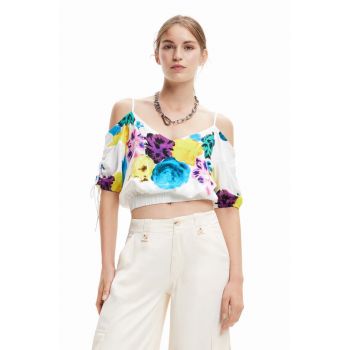 Desigual bluza femei, culoarea alb, modelator