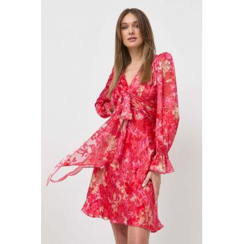 Luisa Spagnoli rochie din amestec de matase culoarea rosu, mini, evazati
