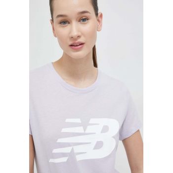 New Balance tricou femei, culoarea violet ieftin