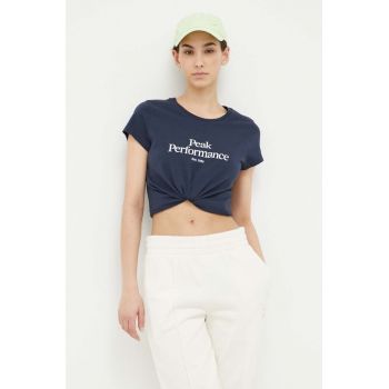 Peak Performance tricou din bumbac culoarea albastru marin