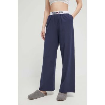 Tommy Jeans pantaloni de pijama femei, culoarea albastru marin, bumbac de firma originale