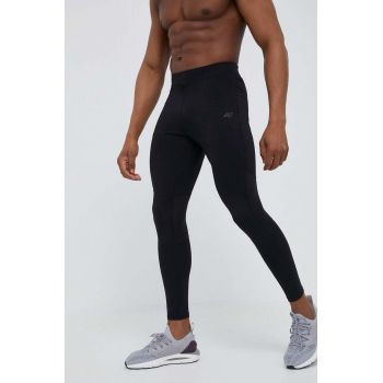 4F leggins de alergare culoarea negru, neted
